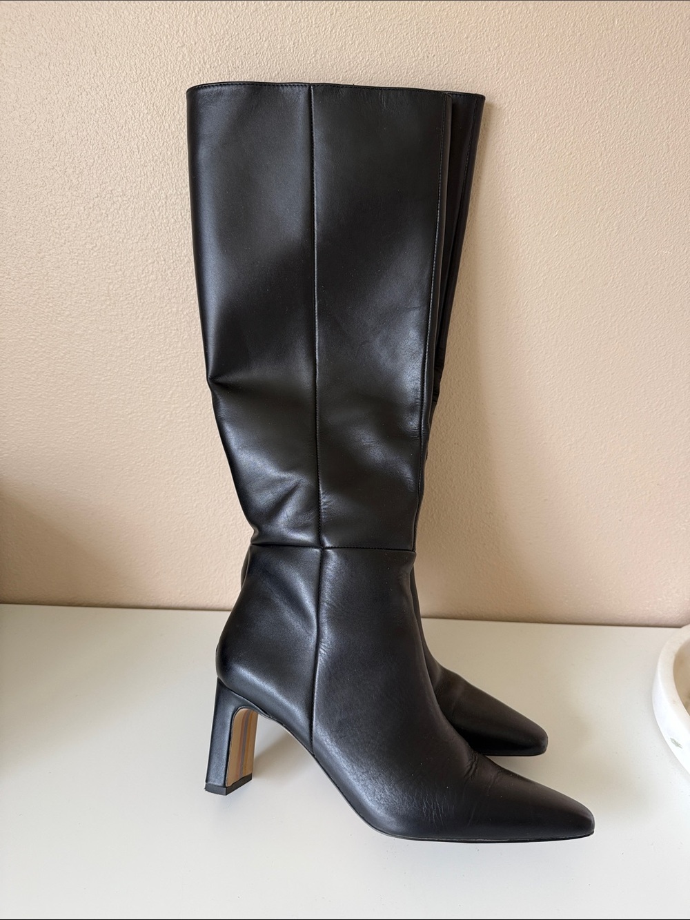 Sam Edelman Sylvia Black Leather Knee High Boots 6.5